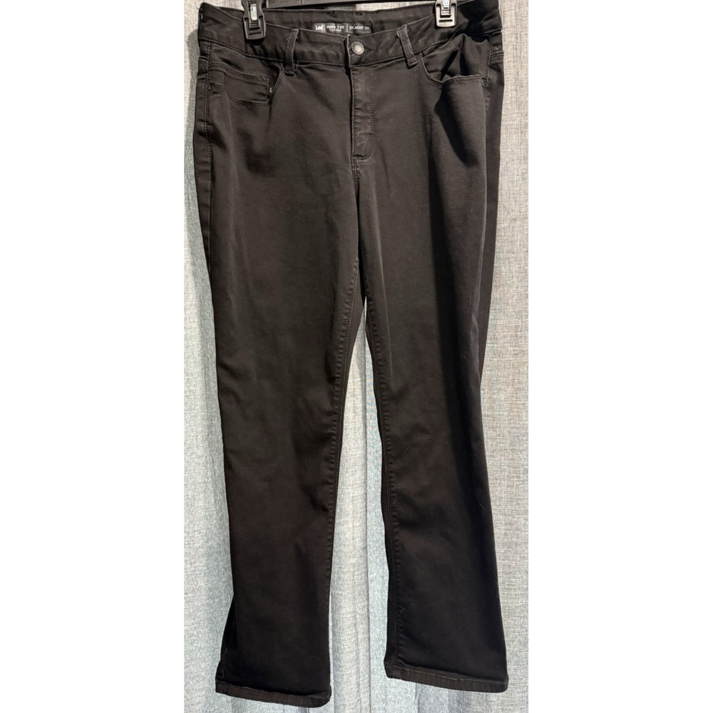 Lee Perfect‎ Fit Straight Leg Stretch Jeans Womens 14S Black Denim Slimming